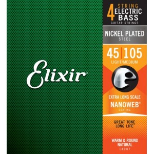 Elixir Electric Bass Nanoweb 4-String Light/Medium, Extra Long Scale 45-105