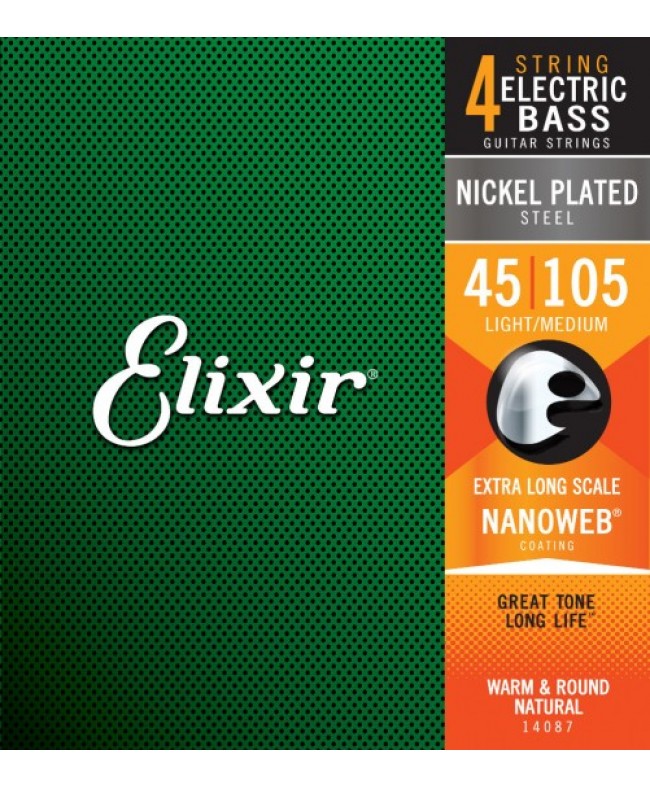 Elixir Electric Bass Nanoweb 4-String Light/Medium, Extra Long Scale 45-105 ΣΕΤ ΗΛΕΚΤΡΙΚΟΥ ΜΠΑΣΟΥ