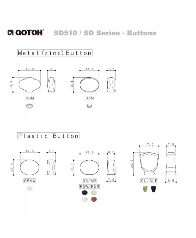 Gotoh SD90 3x3 Nickel Bouton