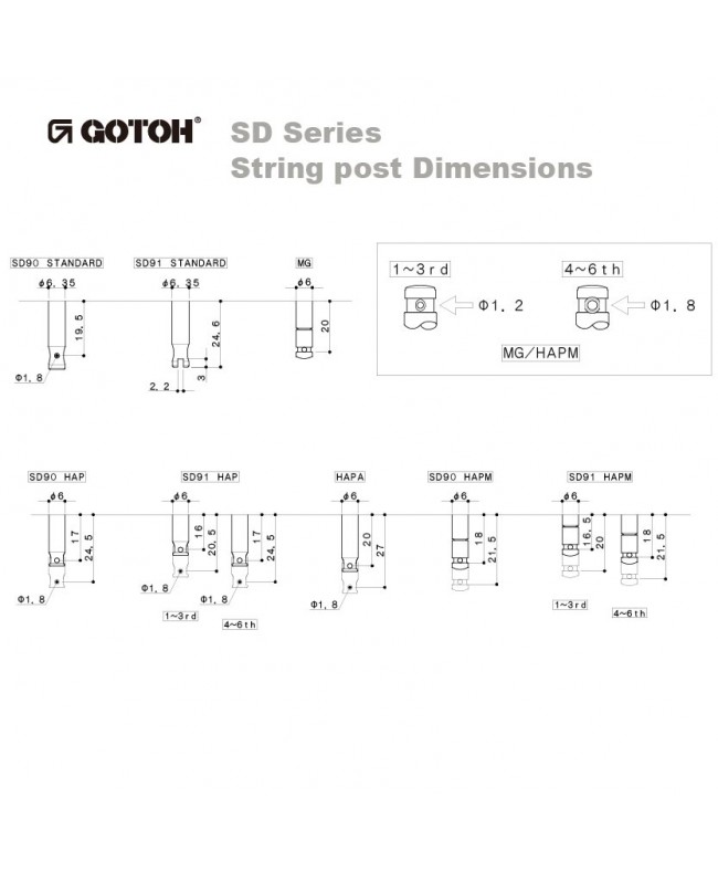 Gotoh SD91 6x1 Gold Left Side