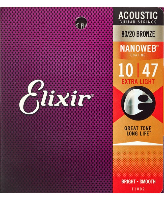 Χορδες  - Elixir Acoustic 80/20 Bronze Nano Extra Light 010-47 ΑΚΟΥΣΤΙΚΗ ΚΙΘΑΡΑ