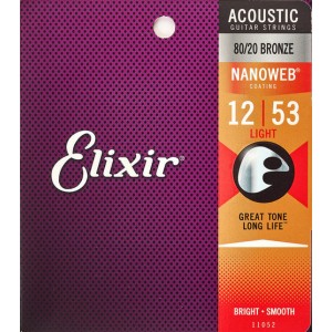 Elixir Acoustic 80/20 Bronze Nano Light 012-53