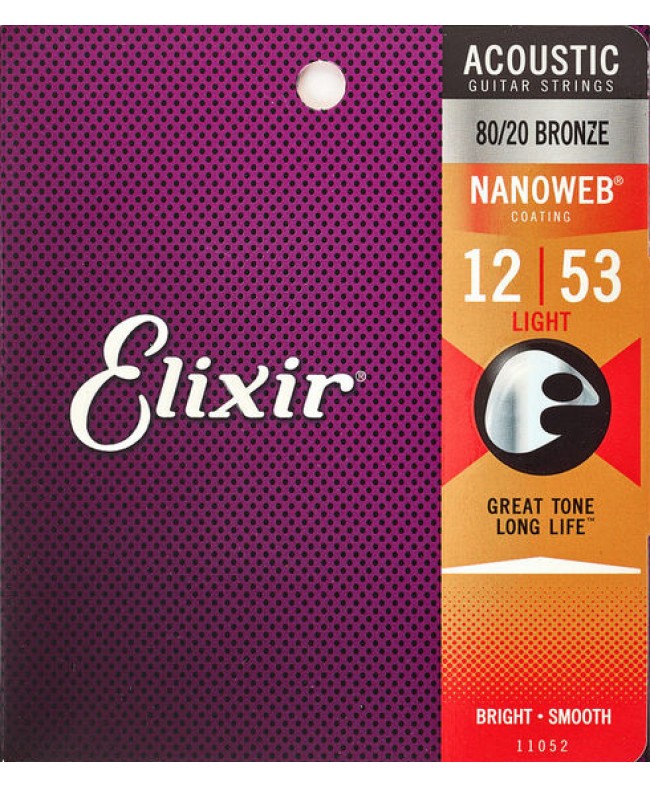 Χορδες  - Elixir Acoustic 80/20 Bronze Nano Light 012-53 ΑΚΟΥΣΤΙΚΗ ΚΙΘΑΡΑ