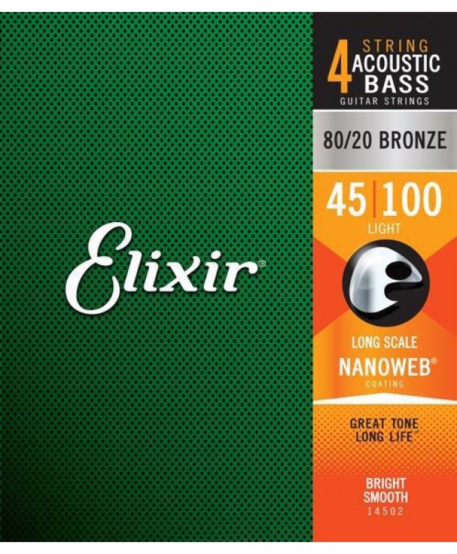 Elixir Bass Acoustic 80/20 Bronze Nanoweb 45-100 ΑΚΟΥΣΤΙΚΟ ΜΠΑΣΟ