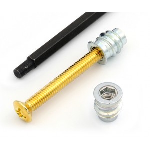 Nectite Bolt-On Neck Screws and Inserts 40mm M4 Gold (4pcs)