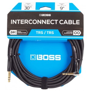 Boss Cable 1/4" TRS Straight - 1/4 TRS Angle 9m